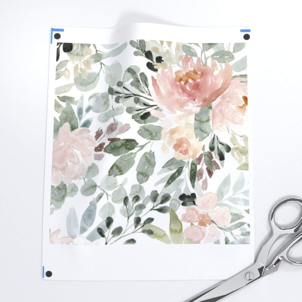 Soft Floral Watercolor Roses Sage Green Blush Baby Girl Nursery Wedding Flowers Botanical Custom Printed Fabric by Spoonflower Various Fabrics by the Yard or Fat Quarter 10114394